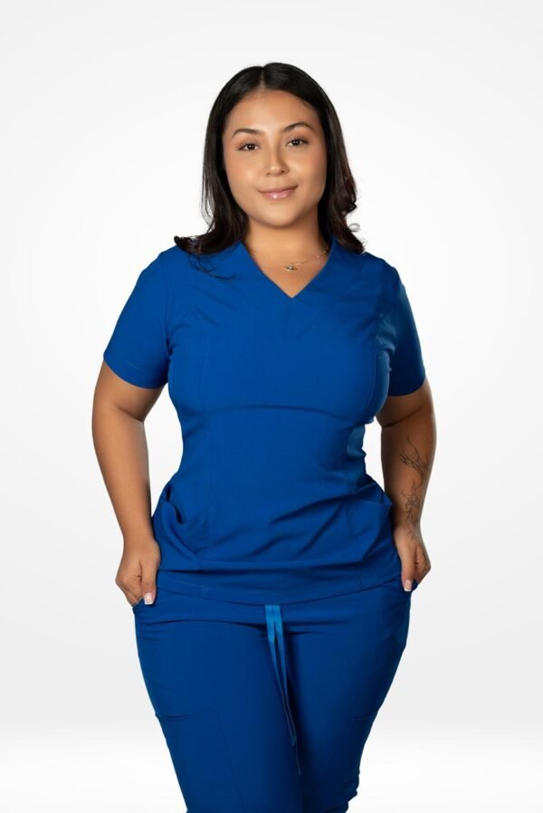 Top Clínico con Cuello en V / Pantalón Deportivo de Uniforme Médico Scrub - Image 2