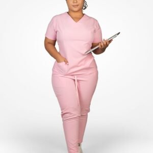 Top Clínico con Cuello V sin Bolsillos / Pantalón Deportivo de Uniforme Médico Scrub